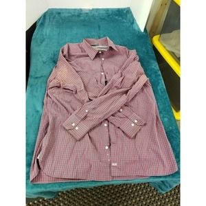 Johnson & Murphy Mens Red Long Sleeve Button Up Shirt Sz Extra Large Plaid